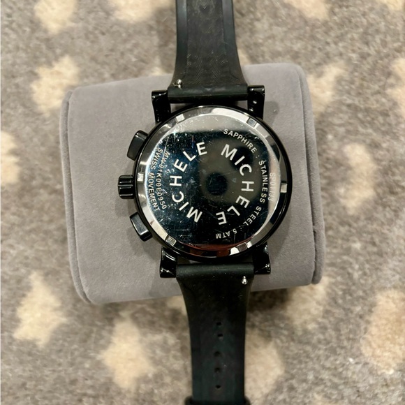 Michele Sportsail Chronograph Watch Black Blue Silicone Strap Unisex - Picture 5 of 10